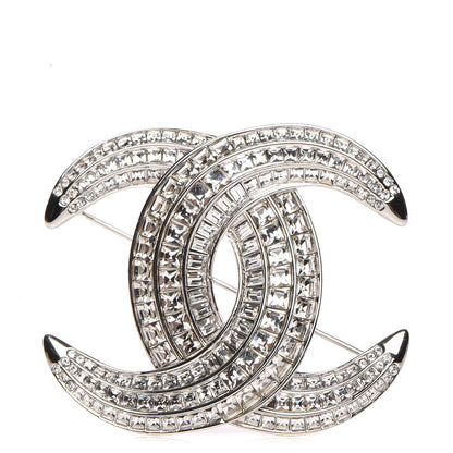 Chanel Baguette Crystal CC Brooch Silver 1 of 5