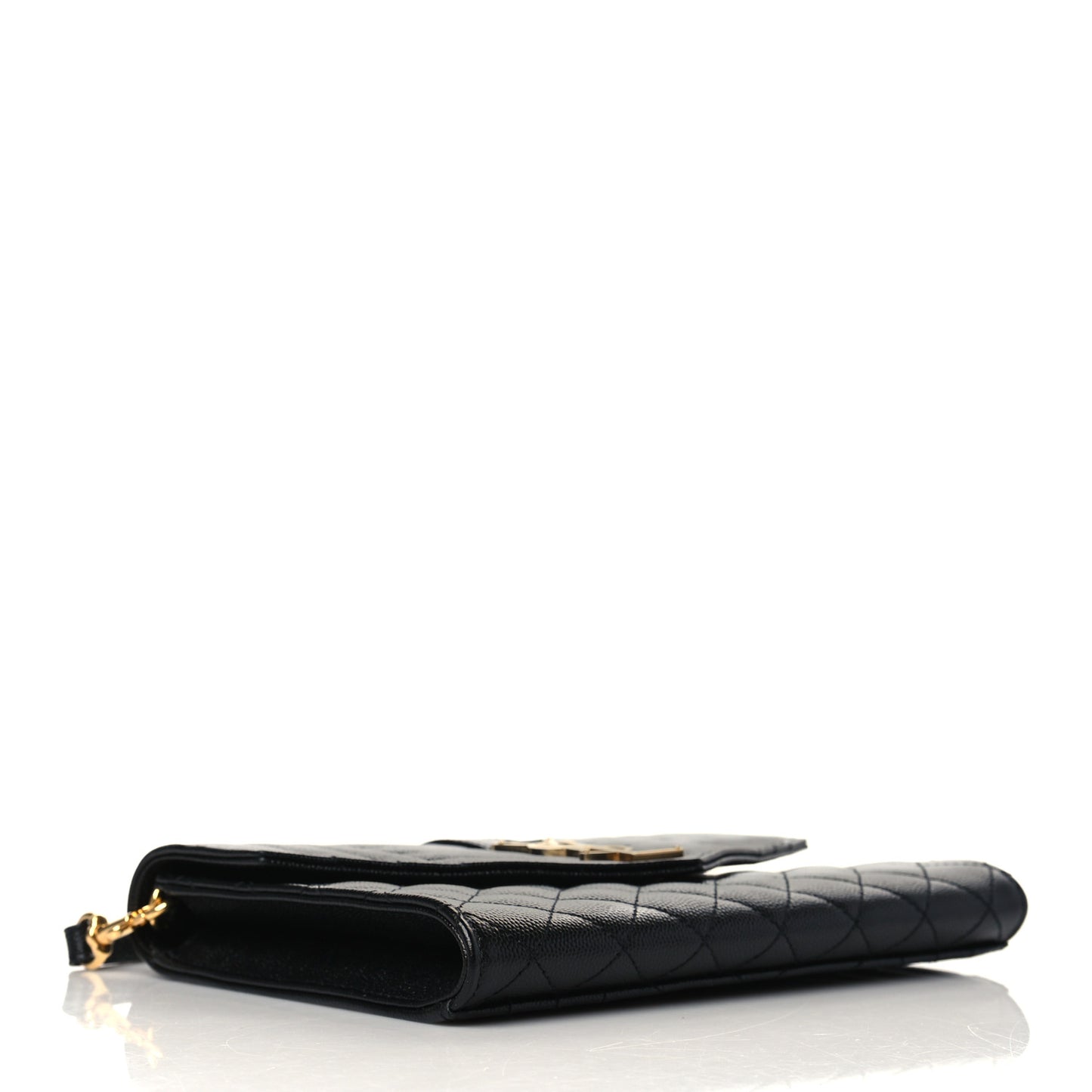 Grain De Poudre Textured Mixed Matelasse Triquilt Monogram Clutch Black