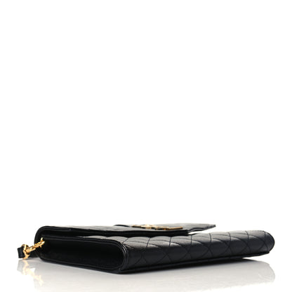 Saint Laurent Grain De Poudre Textured Mixed Matelasse Triquilt Monogram Clutch Black 5 of 10