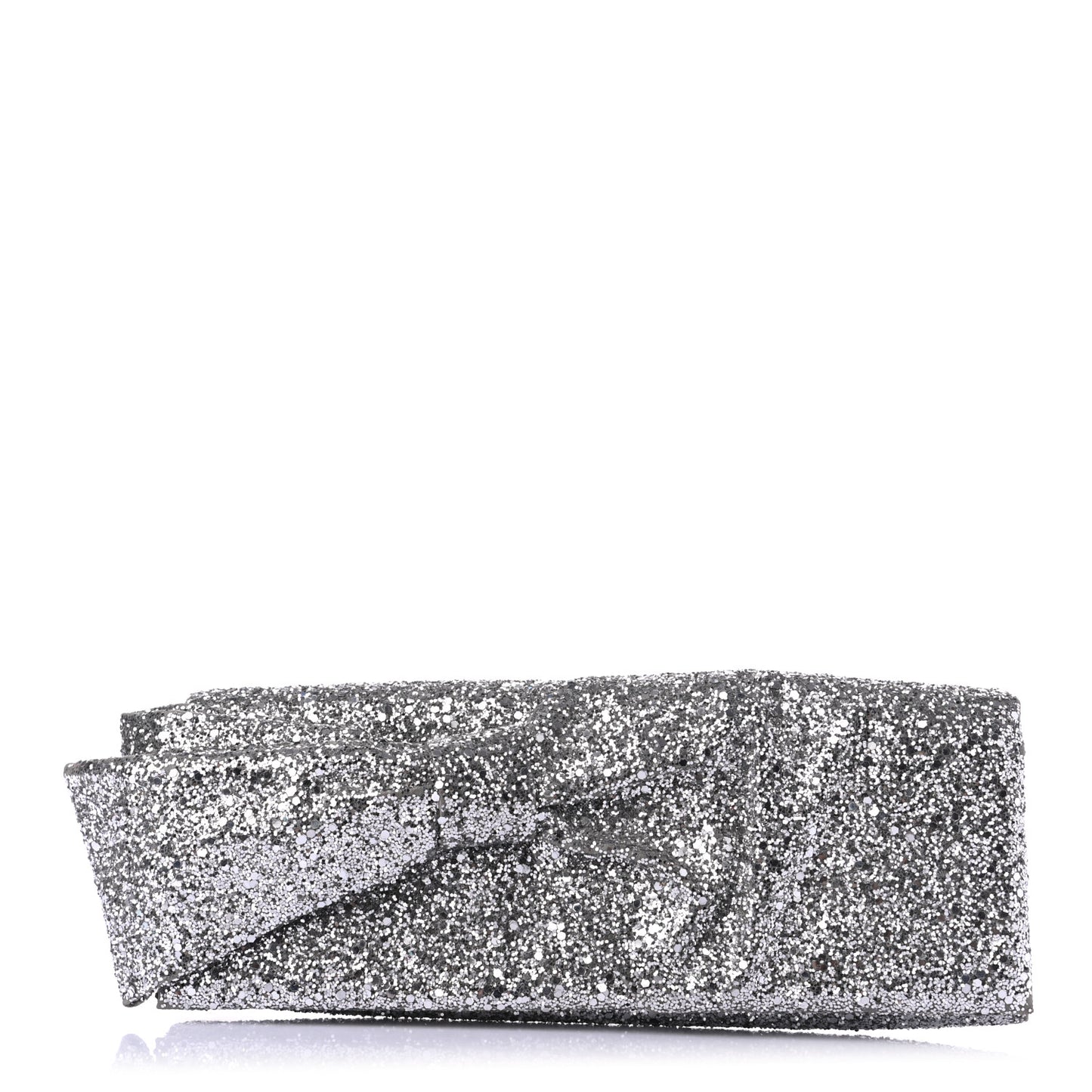 Glitter Fabric Aionoeud Bow Clutch Silver