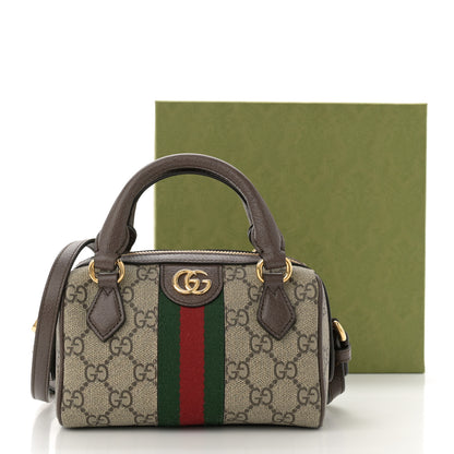 Gucci GG Supreme Monogram Textured Dollar Calfskin Web Super Mini Ophidia Top Handle Bowler Bag Beige Ebony New Acero 11 of 11