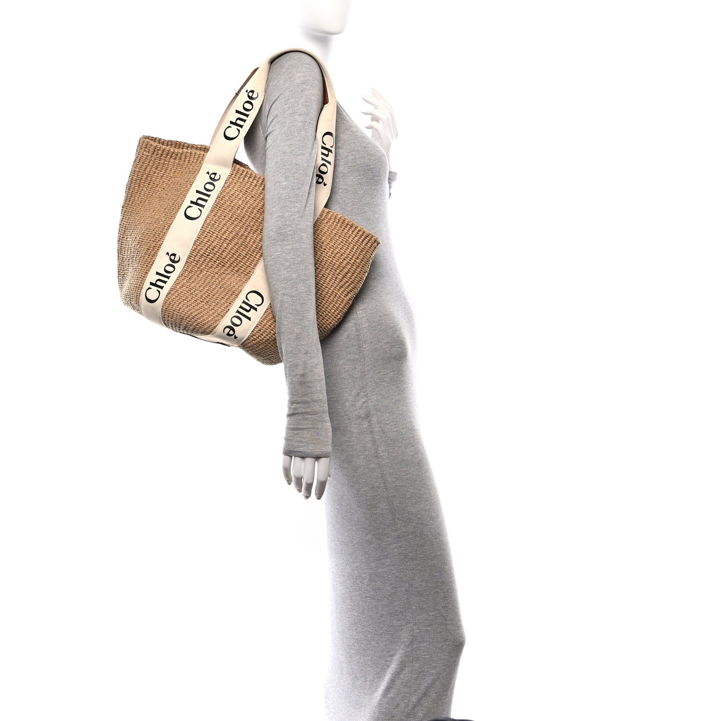 Raffia Large Woody Basket Bag White