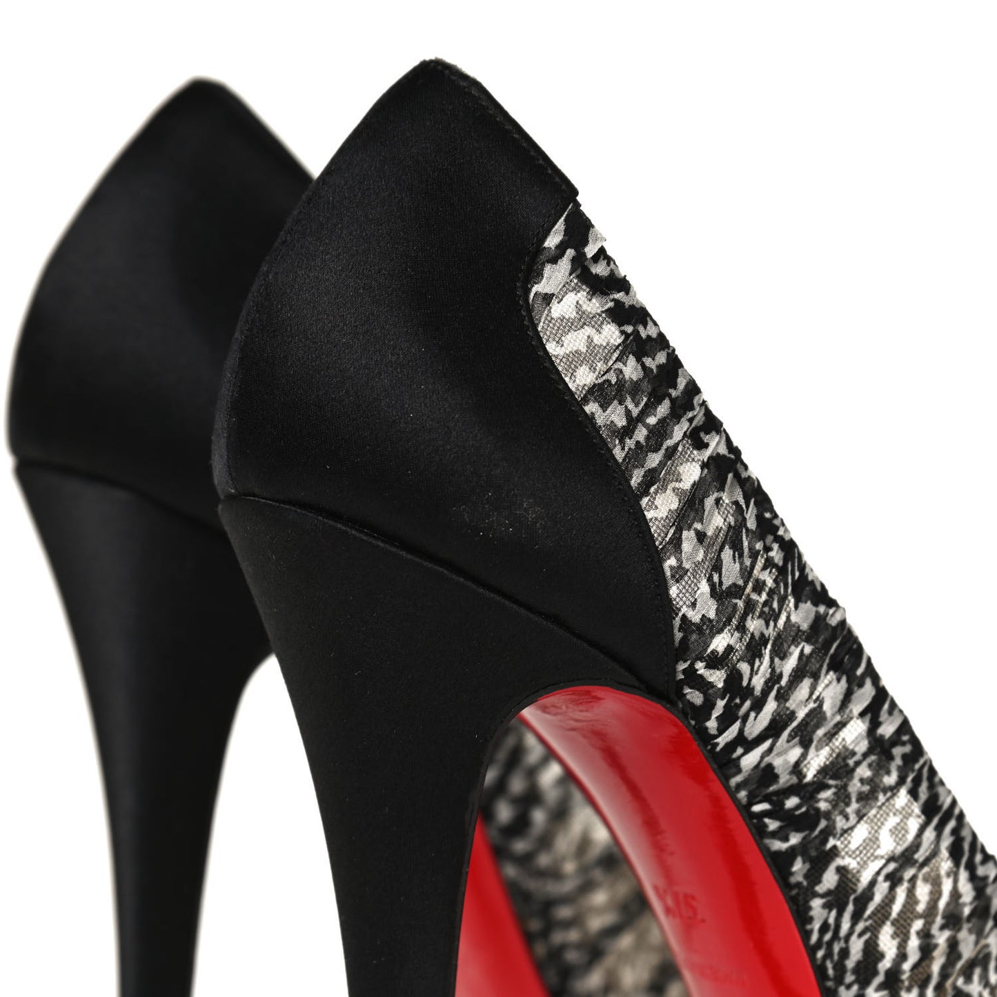 Crepe Satin Chiffon Parisienne Plato 120 Pumps 37.5 Black White