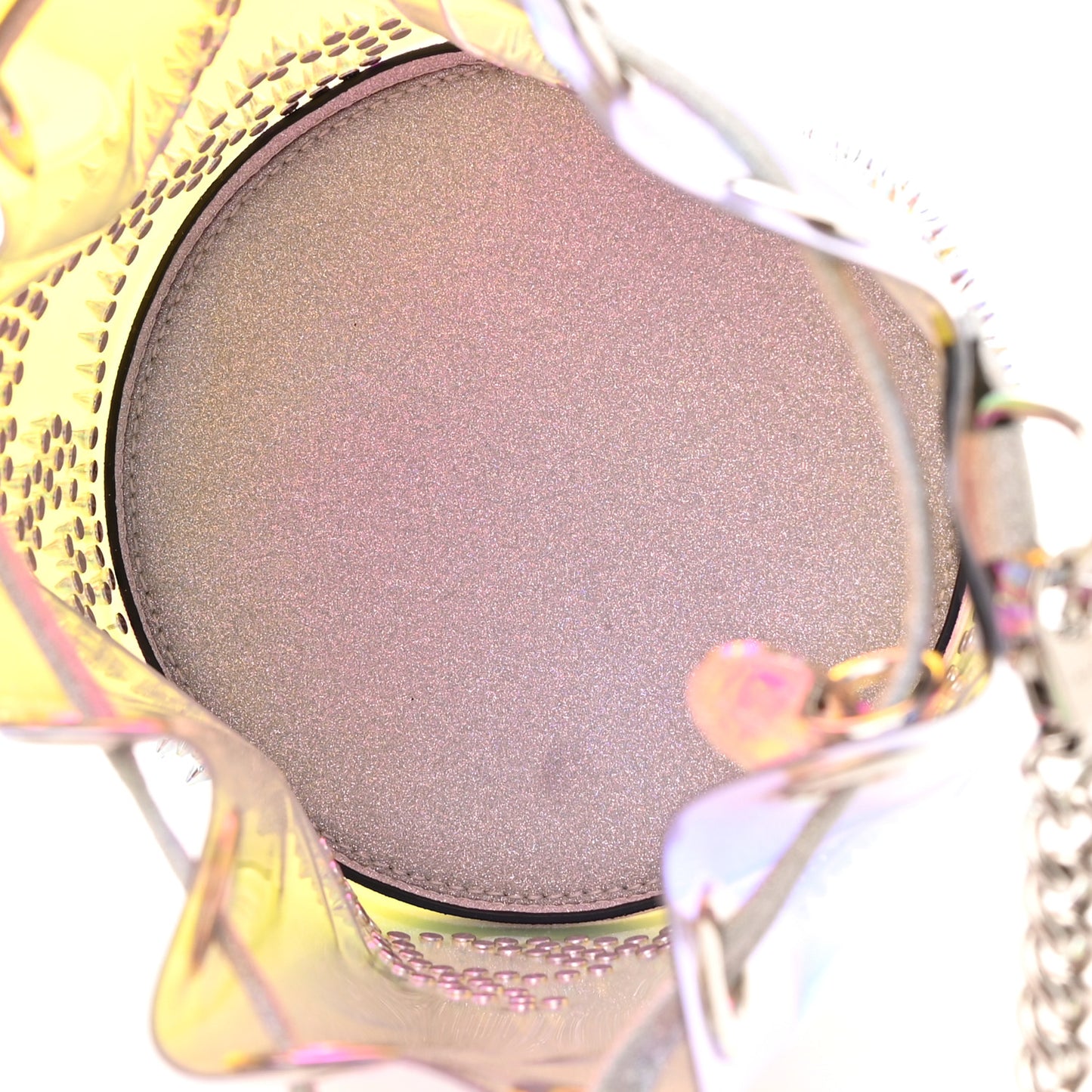 PVC Iridescent Marie Jane Studded Bucket Silver