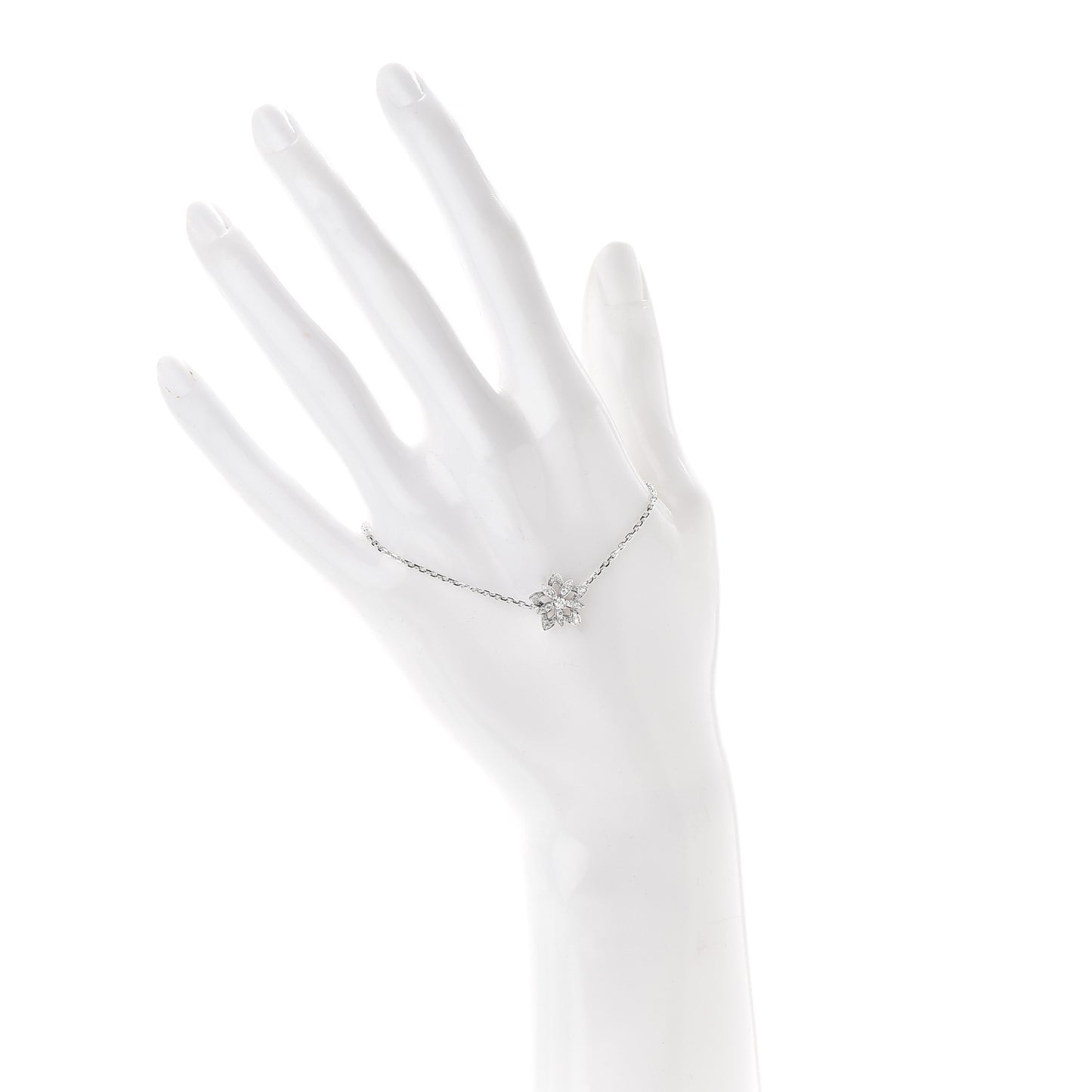 18K White Gold Diamond Mini Lotus Openwork Bracelet