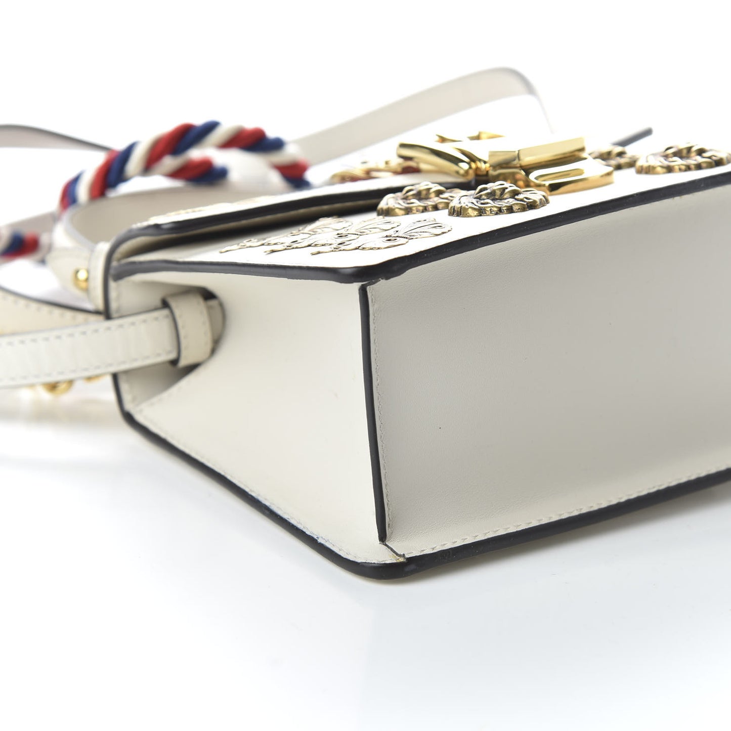 Calfskin Animal Studs Mini Sylvie Top Handle Bag White