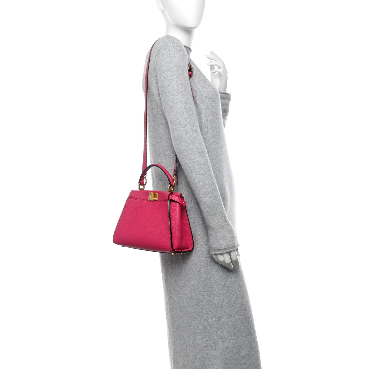 Cuoio Romano Selleria Mini Peekaboo Iconic Satchel Fuxia