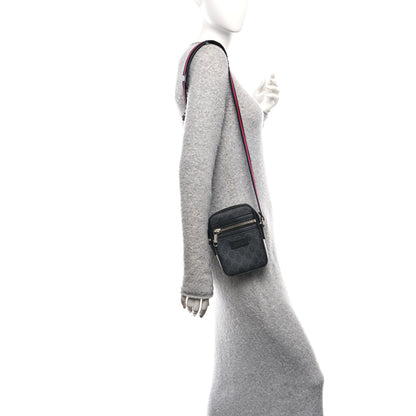 Gucci GG Supreme Monogram Appia Calfskin Web Small Camera Messenger Bag Black Grey 2 of 10