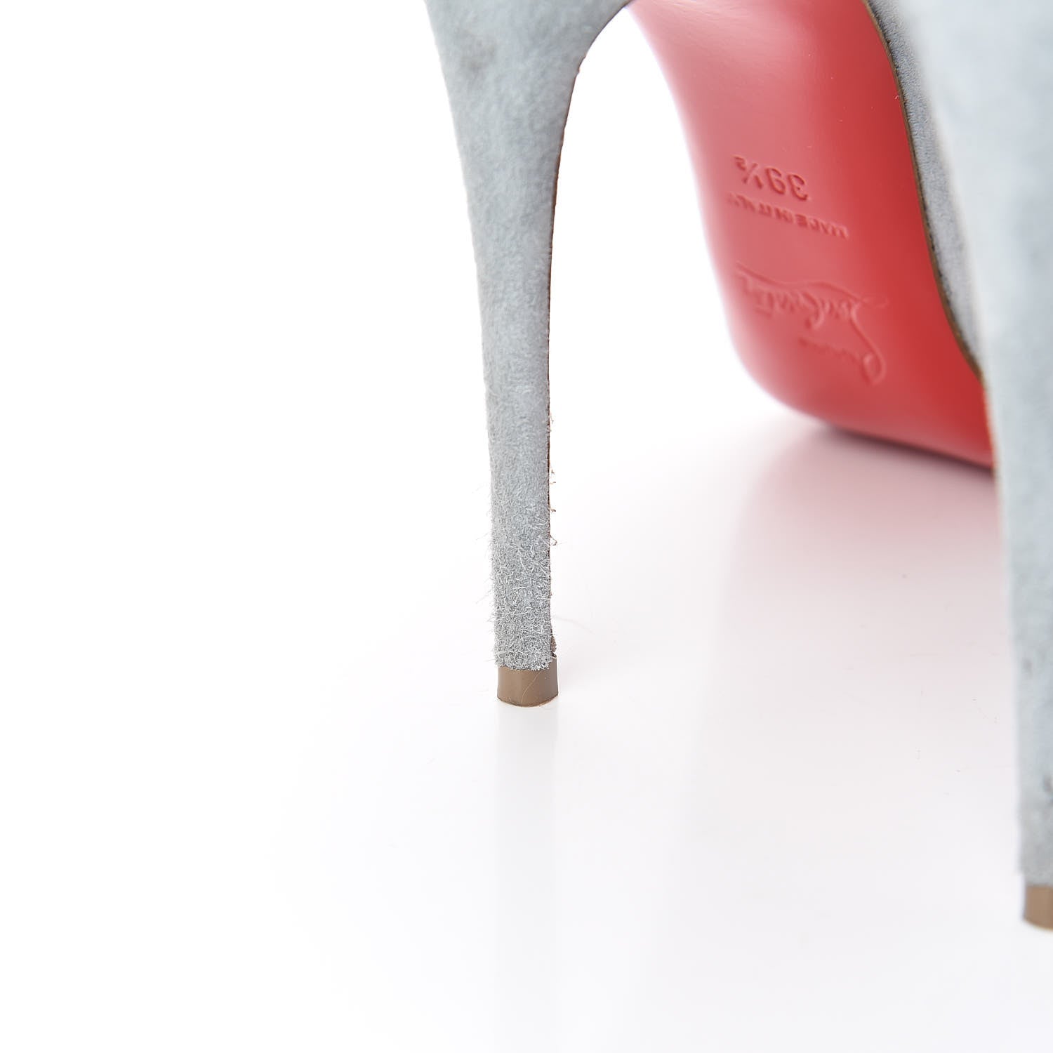 Christian Louboutin Veau Velours Pigalle Follies 100 Pumps 39.5 Nuage 12 of 13