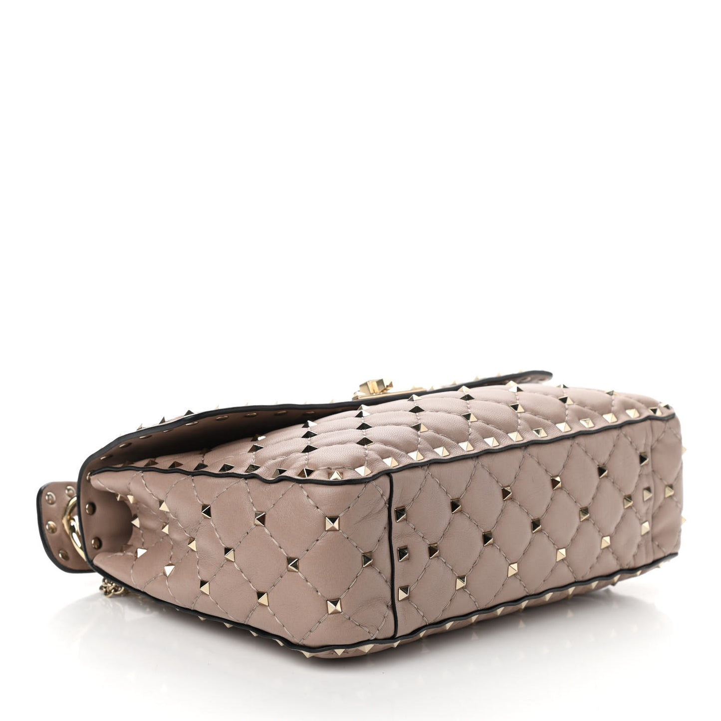 Lambskin Medium Rockstud Spike Shoulder Bag Poudre
