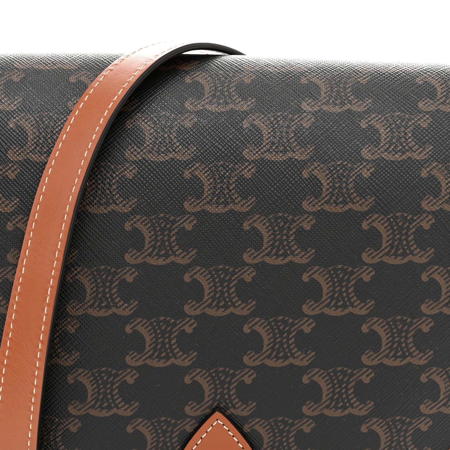 Celine Triomphe Canvas Medium Folco Bag Tan 8 of 11