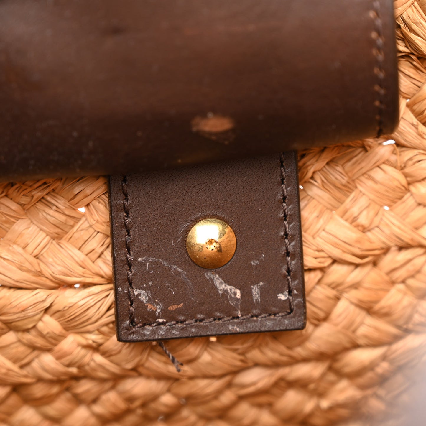 Raffia Calfskin Small Panier Tote Naturale Nut