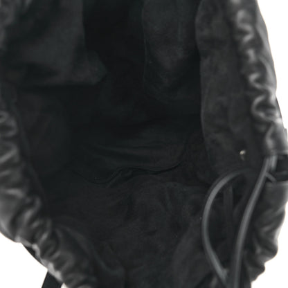 Saint Laurent Canvas Calfskin Teddy Drawstring Shopping Tote White Black 7 of 11