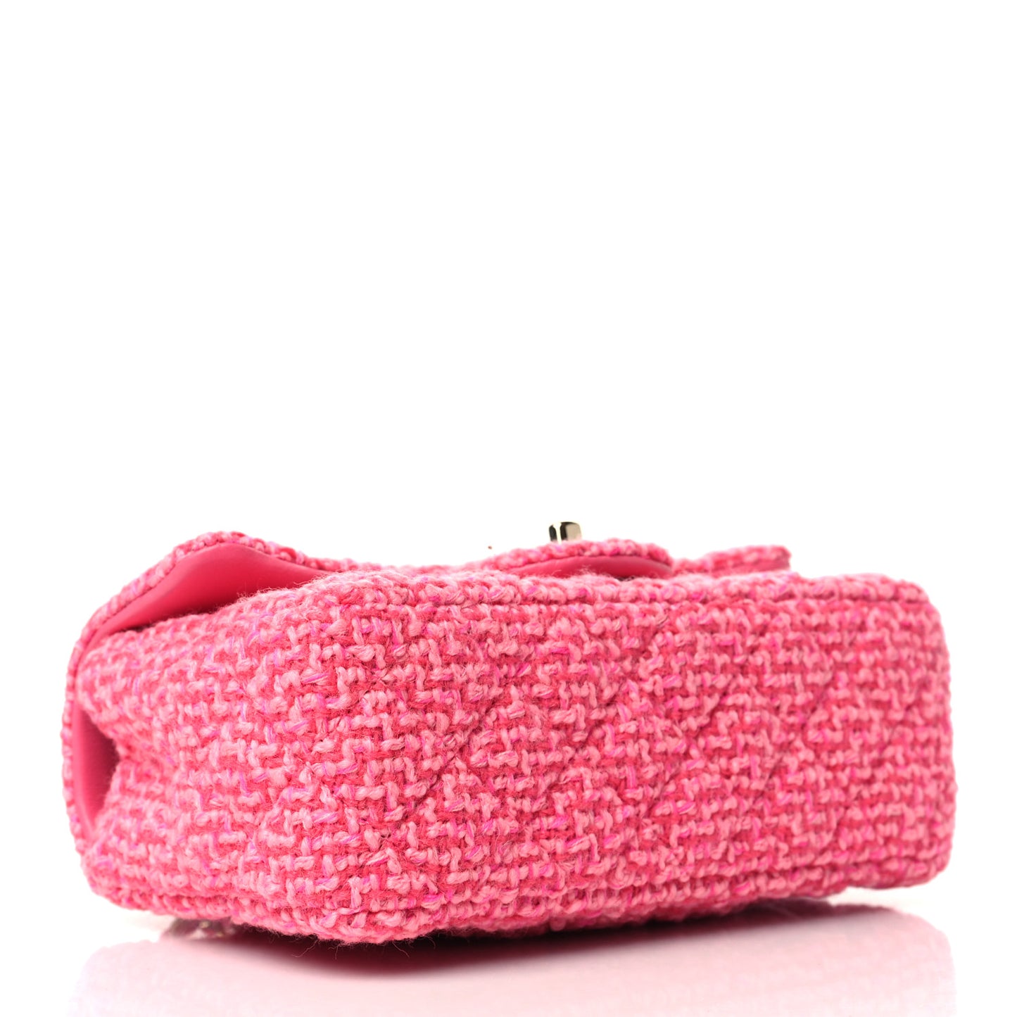 Wool Tweed Quilted Mini Rectangular Flap Dark Pink Fuchsia