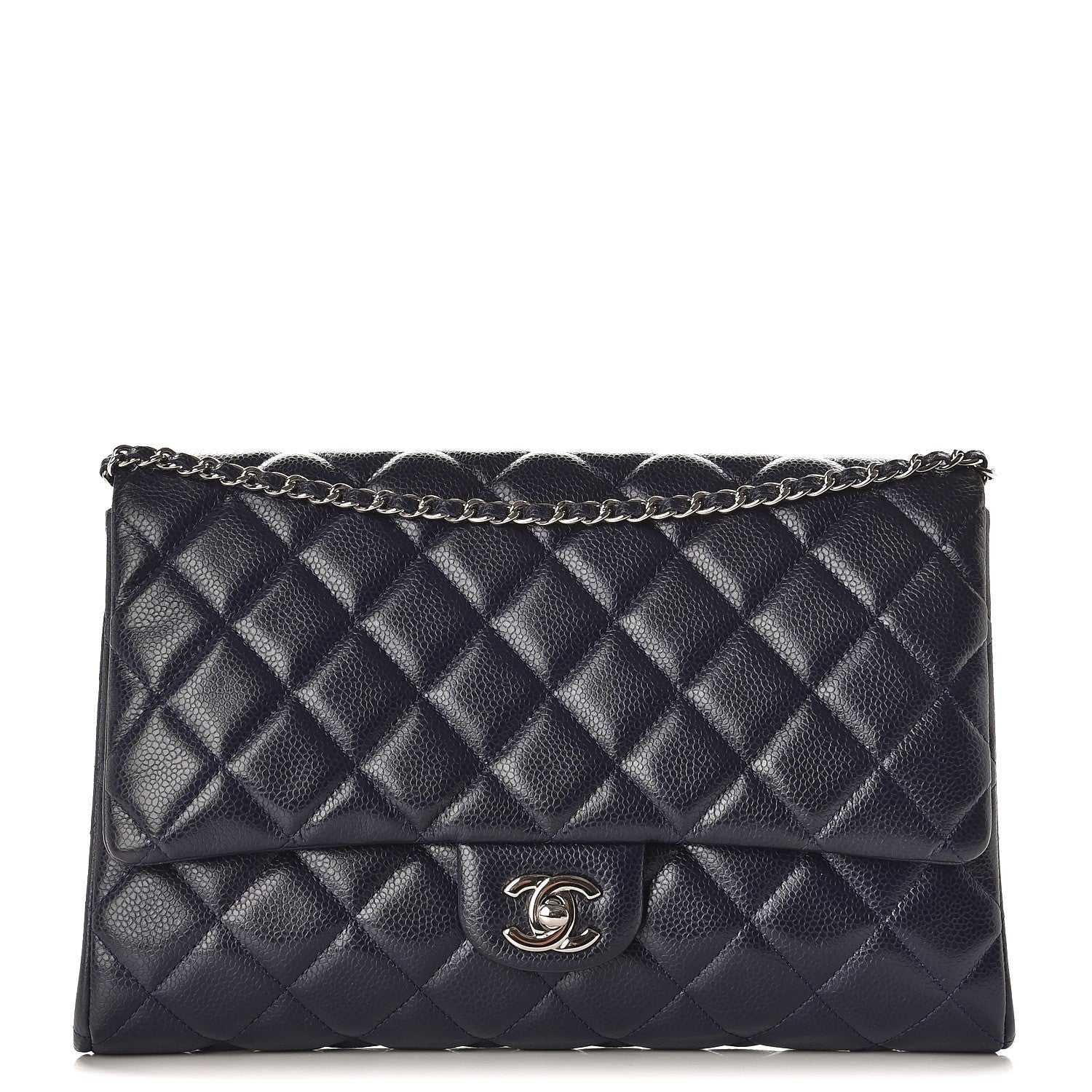 Chanel Caviar Quilted Clutch With Chain Flap Blue 1 of 8