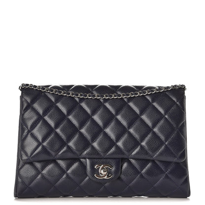Chanel Caviar Quilted Clutch With Chain Flap Blue 1 of 8