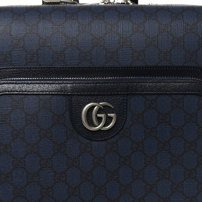 Gucci GG Supreme Monogram Textured Dollar Calfskin Web Ophidia Small Savoy Cabin Trolley Black Blue 8 of 10