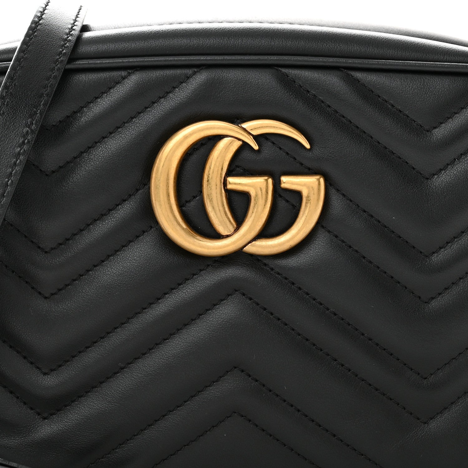 Gucci Calfskin Matelasse Small GG Marmont Chain Shoulder Bag Black 8 of 9