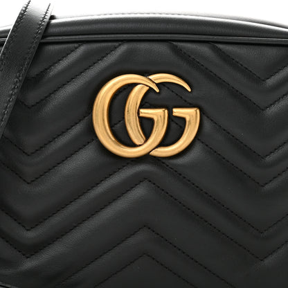 Gucci Calfskin Matelasse Small GG Marmont Chain Shoulder Bag Black 8 of 9