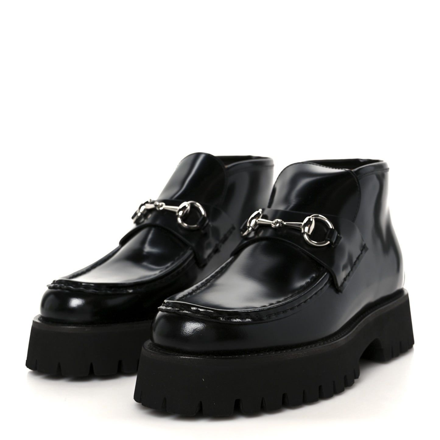 Cordovan Lux Womens Horsebit Platform Ankle Boots 38 Black