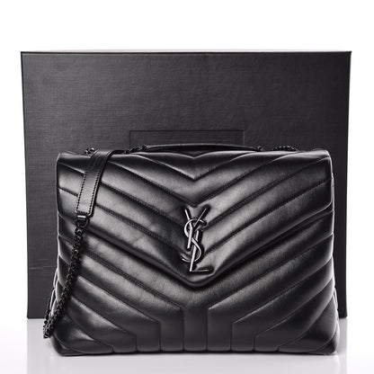 Saint Laurent Calfskin Y Quilted Monogram Medium Loulou Chain Satchel Black 11 of 11