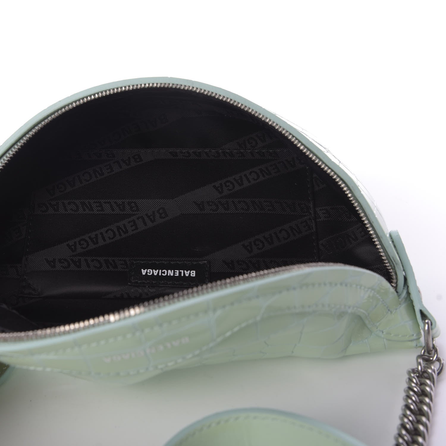 Balenciaga Shiny Calfskin Crocodile Embossed XXS Souvenir Belt Bag Green 5 of 13