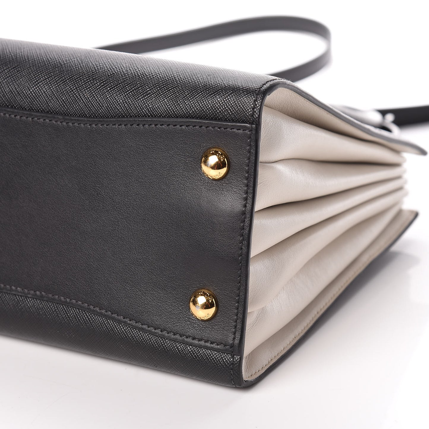 Saffiano City Calfskin Small Bibliothèque Top Handle Black Talco