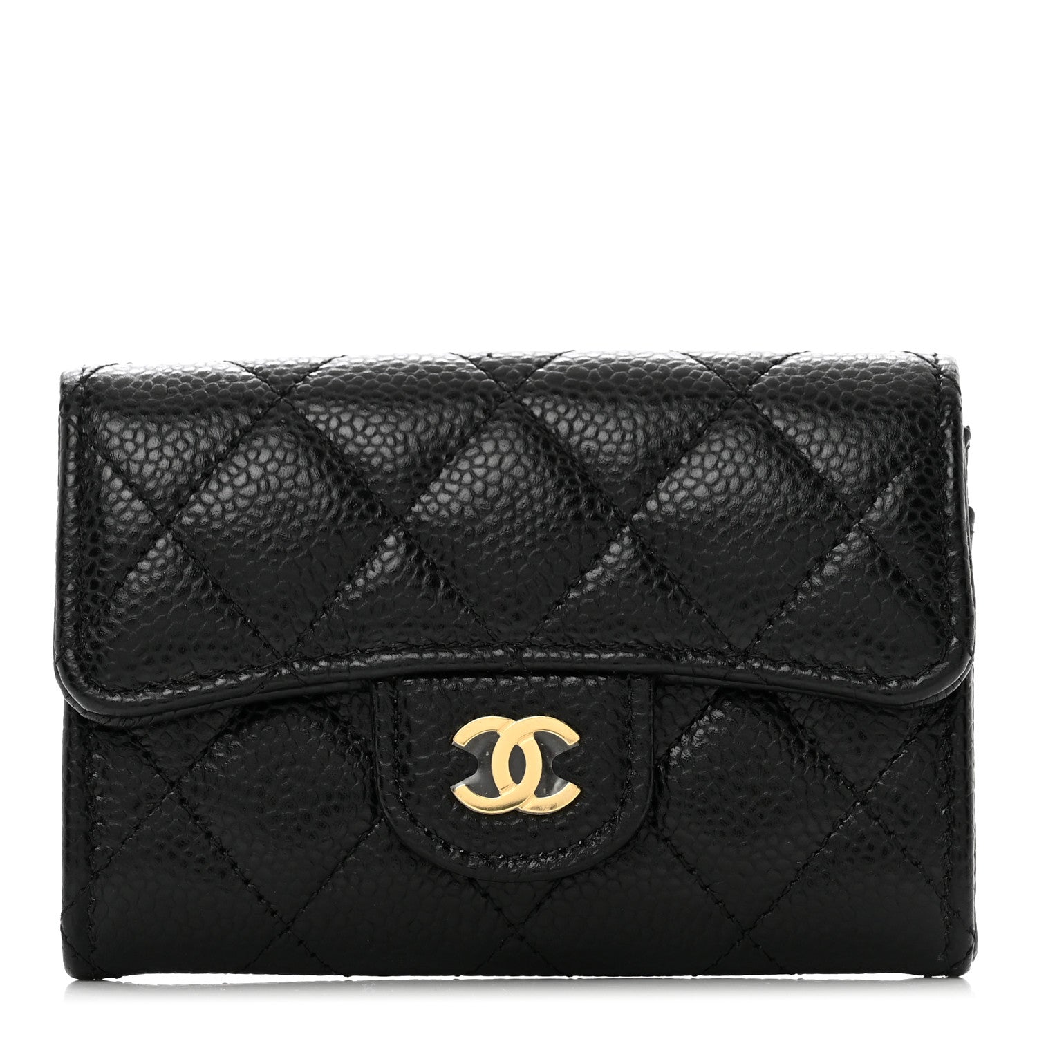 Chanel Caviar Quilted Flap Card Holder Wallet Black 1 of 9