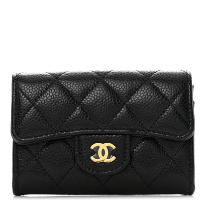 Chanel Caviar Quilted Flap Card Holder Wallet Black 1 of 9