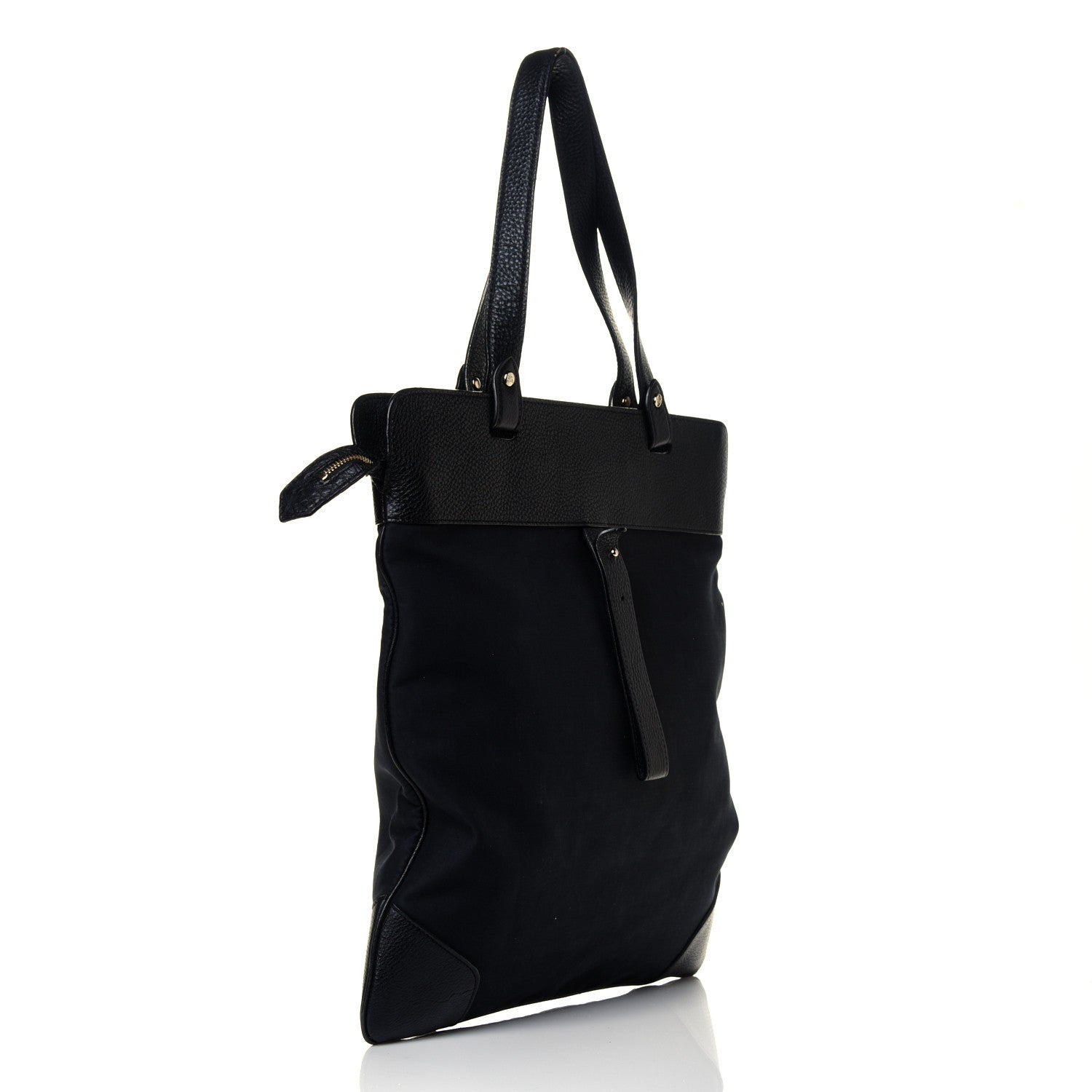 Burberry Canvas Calfskin Crest Embossed Flat Tote Black 2 of 7