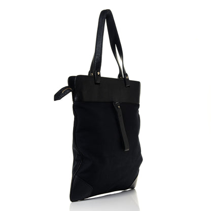 Burberry Canvas Calfskin Crest Embossed Flat Tote Black 2 of 7