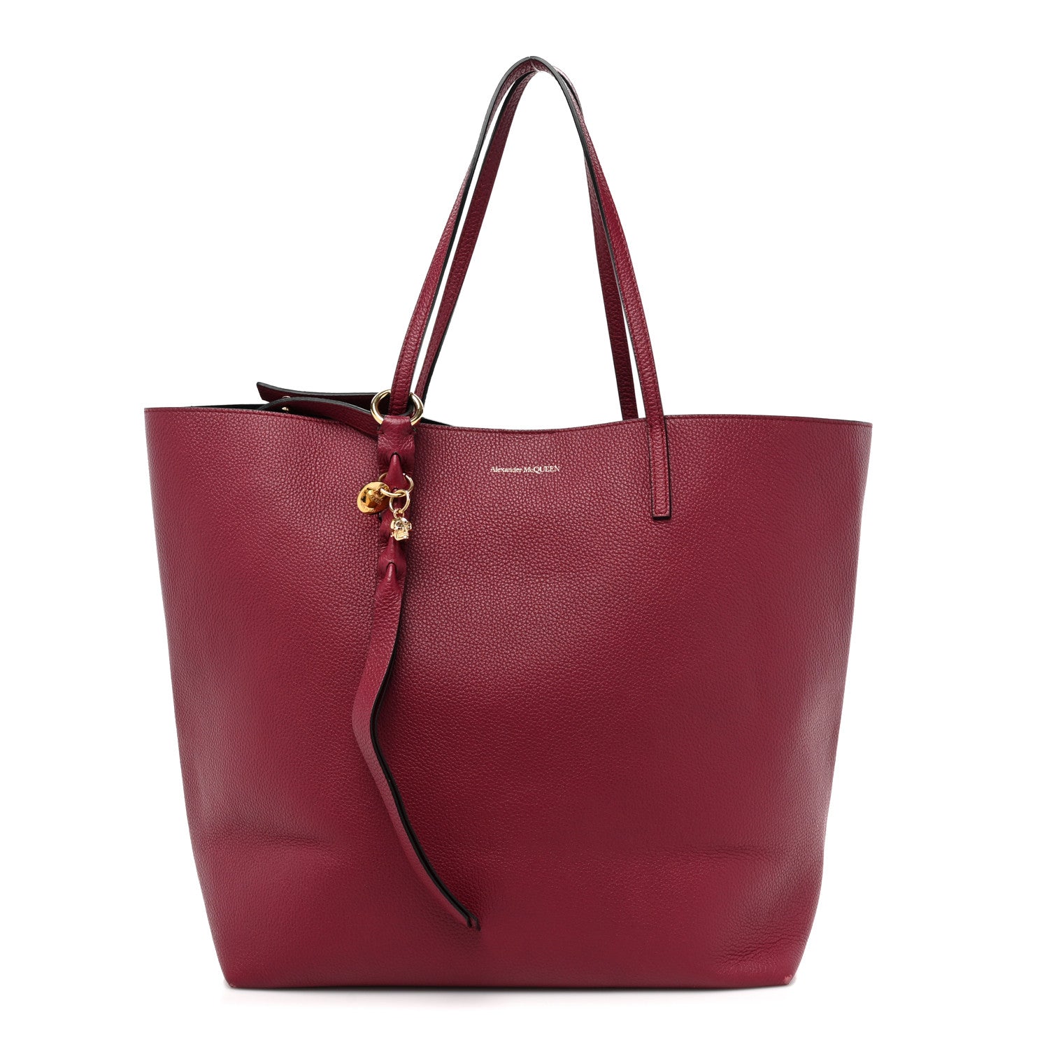Alexander McQueen Grained Calfskin Skull Open Shopper Tote Burgundy 3 of 15