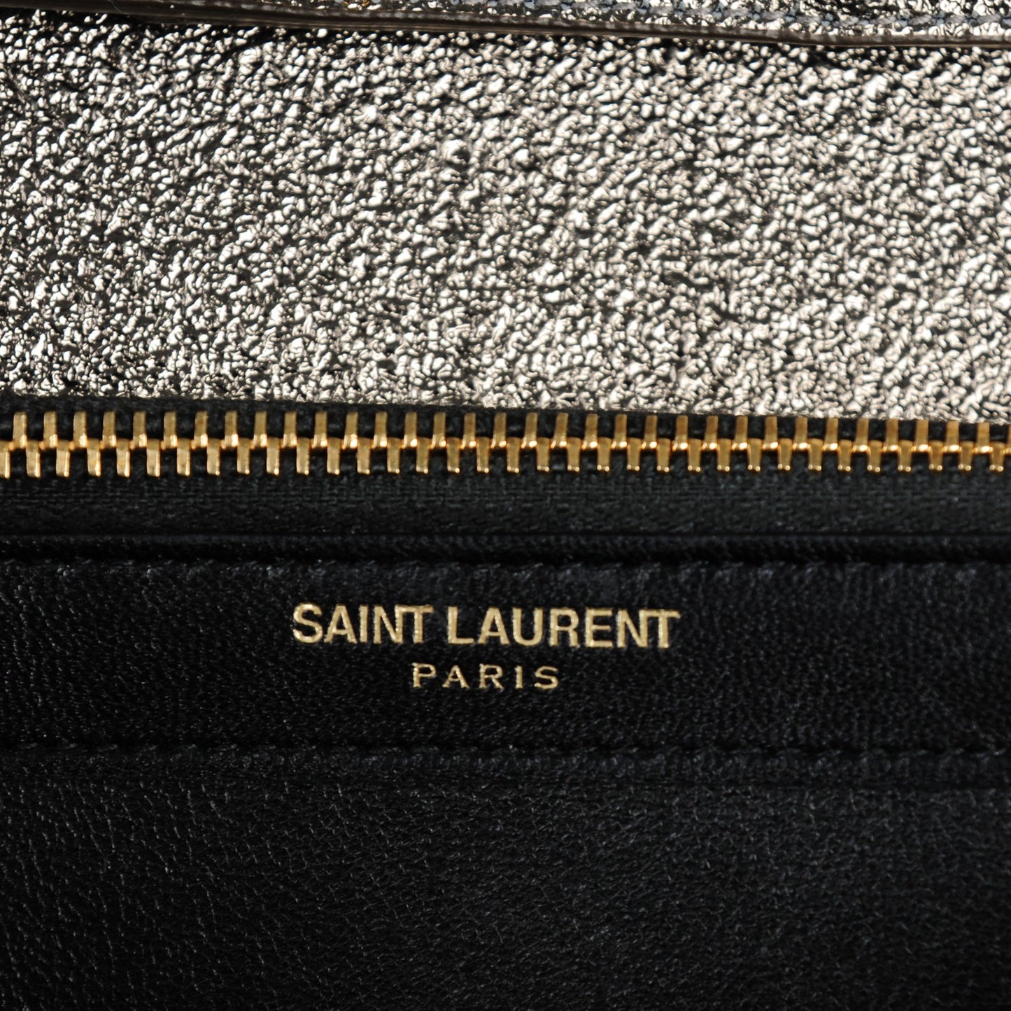 Grained Metallic Calfskin Monogram Chain Wallet Bronze