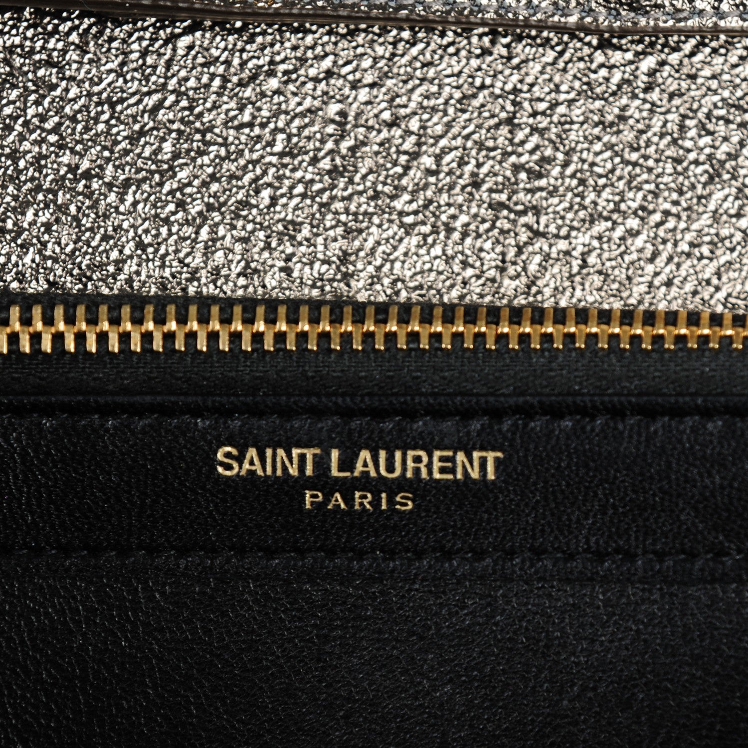 Saint Laurent Grained Metallic Calfskin Monogram Chain Wallet Bronze 6 of 8