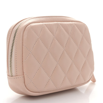 Chanel Caviar Quilted Small Curvy Pouch Cosmetic Case Light Pink 3 of 9
