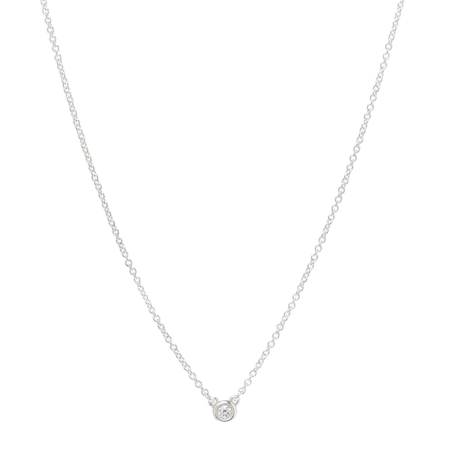 Tiffany Sterling Silver Diamond .03ct Elsa Peretti Diamonds by the Yard Pendant Necklace 1 of 5