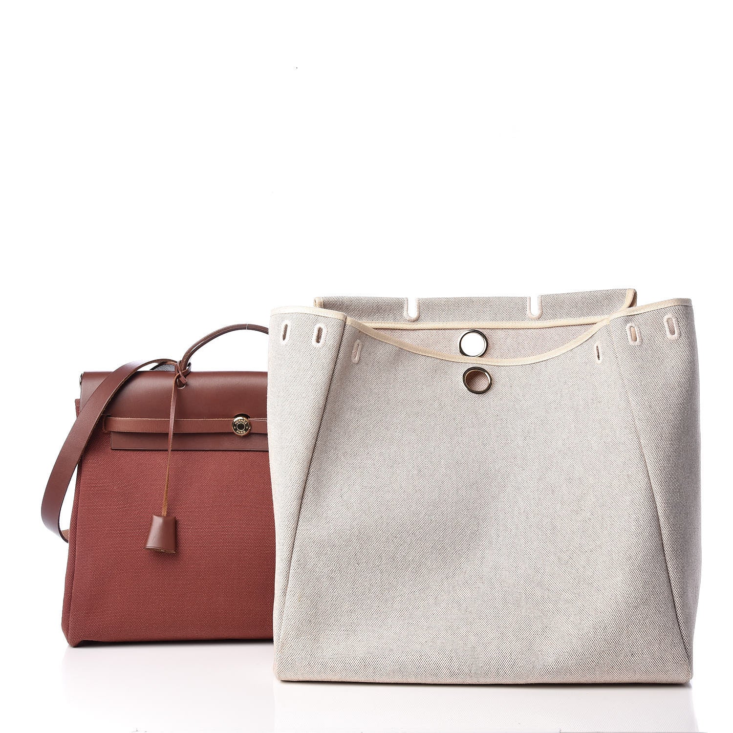 Hermes Toile Calfskin Herbag 39 GM Havane Natural 3 of 11