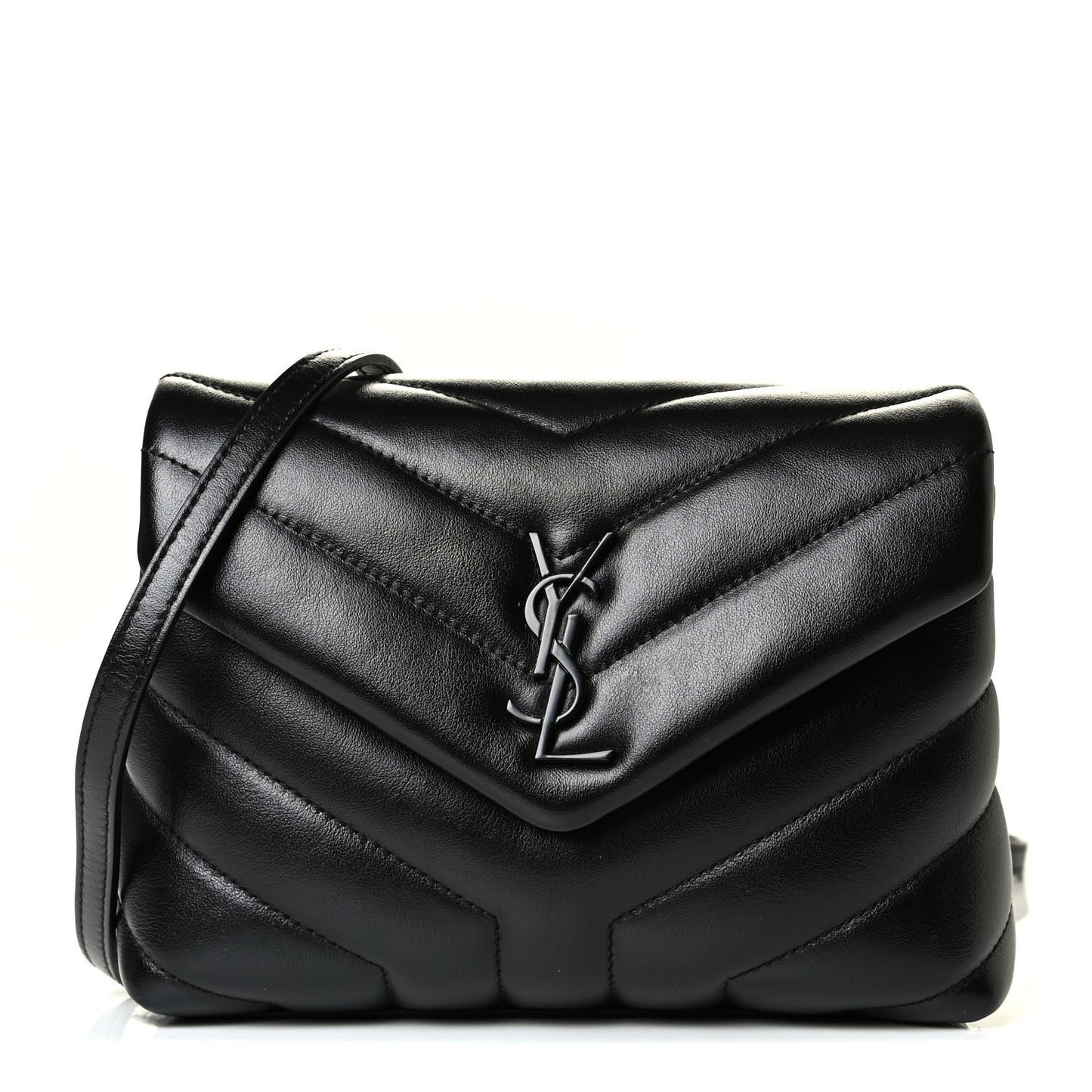 Calfskin Y Quilted Monogram Toy Loulou Crossbody Bag Black