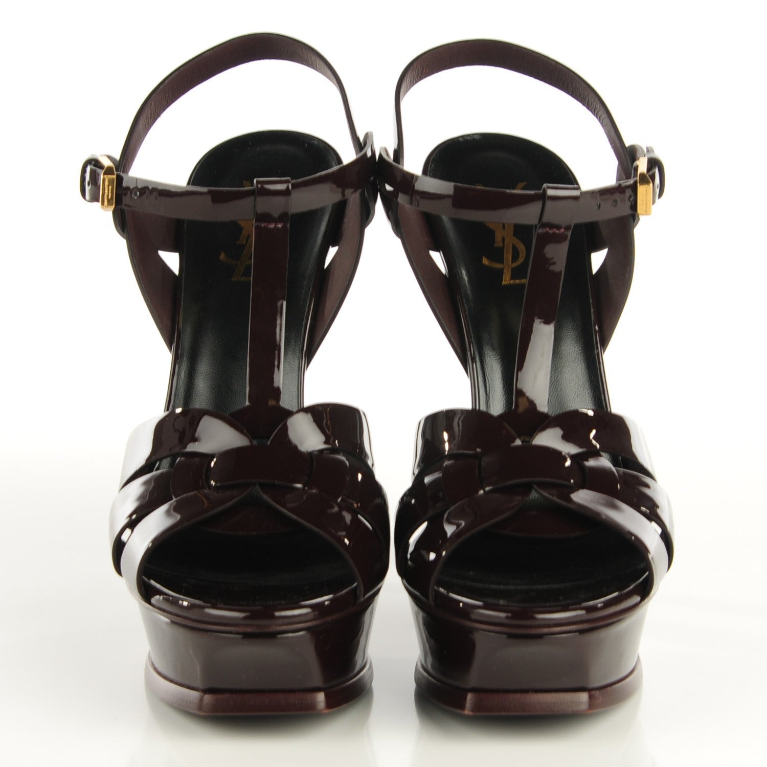Saint Laurent Patent Tribute 105 Platform Sandals 39.5 Burgundy 2 of 6