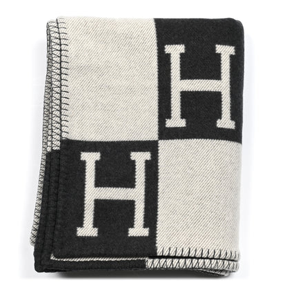 Hermes Wool Cashmere Avalon Blanket Ecru Gris Fonce 1 of 3