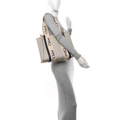 Chloe Cotton Calfskin Medium Woody Ribbon Tote White Blue 2 of 10