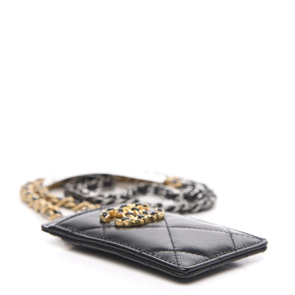 Chanel Goatskin Quilted 19 Card Holder On Chain Black 4 of 8