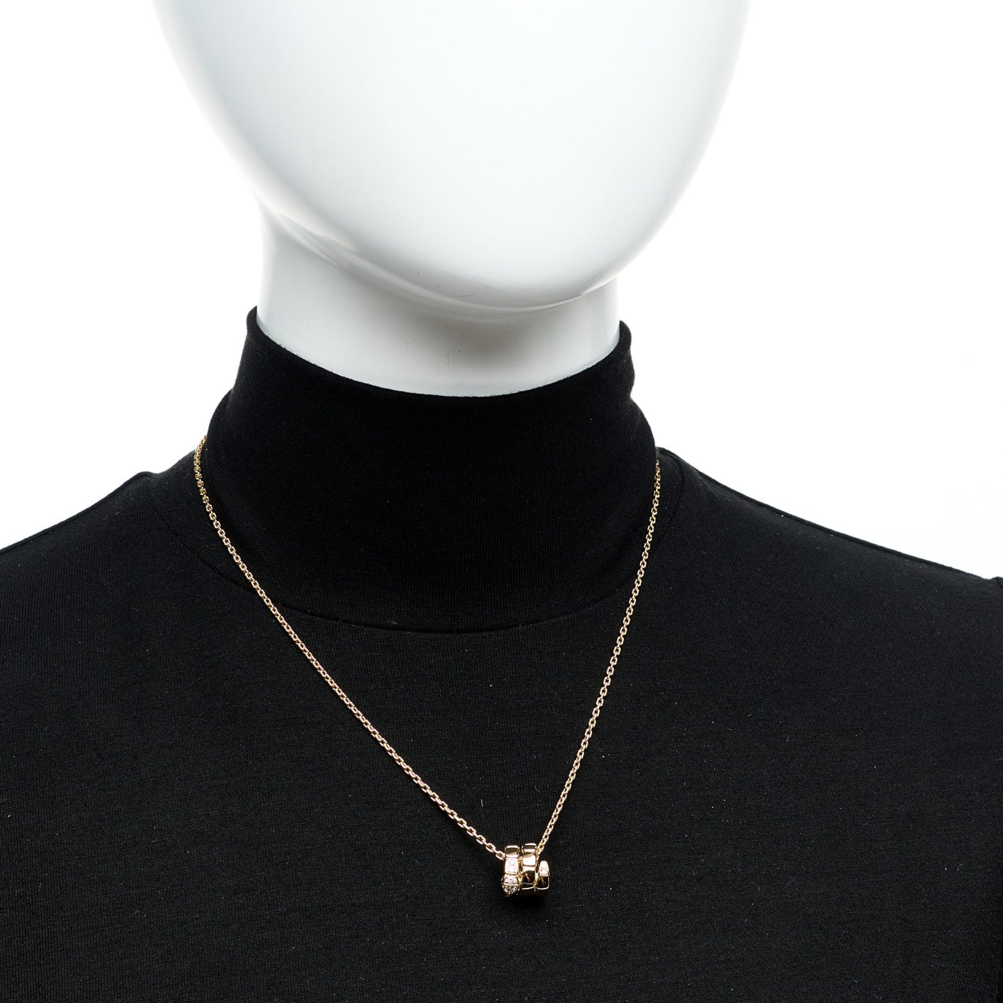 18K Yellow Gold Diamond Serpenti Viper Demi Pave Pendant Necklace