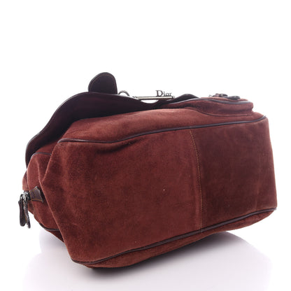 Christian Dior Suede Gaucho Double Saddle Bag Burgundy 3 of 8