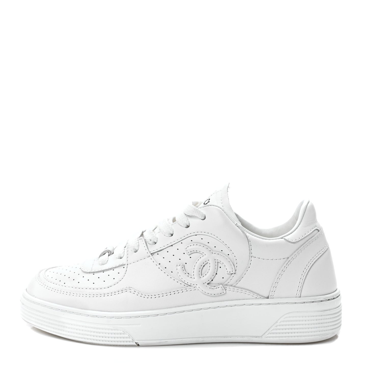 Calfskin CC Womens Sneakers 36 White