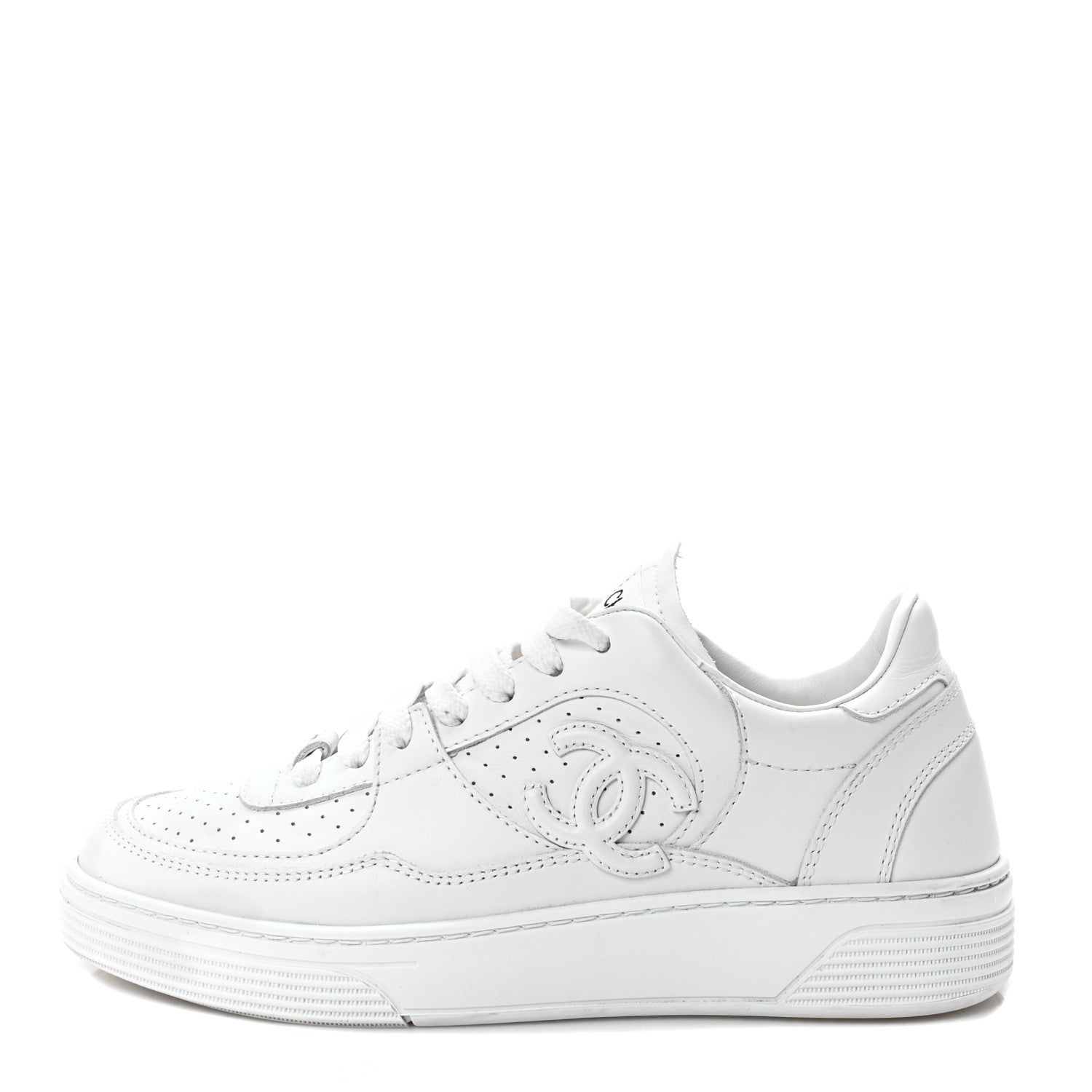 Chanel Calfskin CC Womens Sneakers 36 White 1 of 9