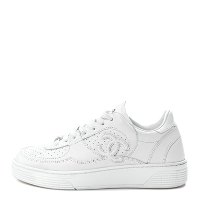 Chanel Calfskin CC Womens Sneakers 36 White 1 of 9
