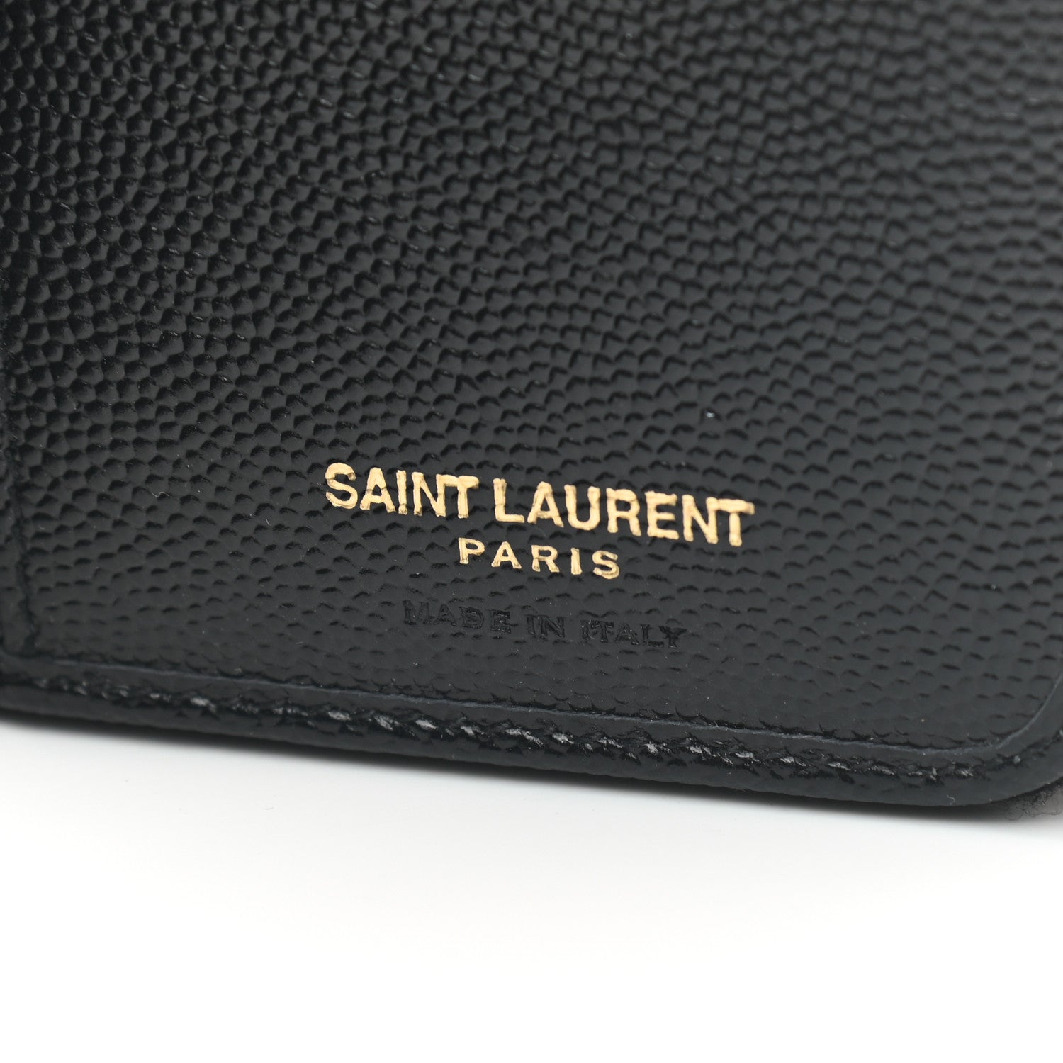 Saint Laurent Grain De Poudre Matelasse Chevron Monogram Compact Zip Around Wallet Black 7 of 7