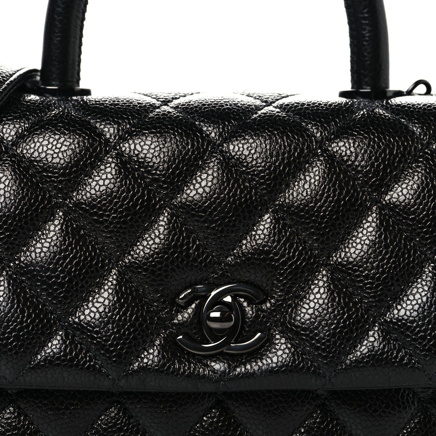 Caviar Quilted Mini Coco Handle Flap So Black