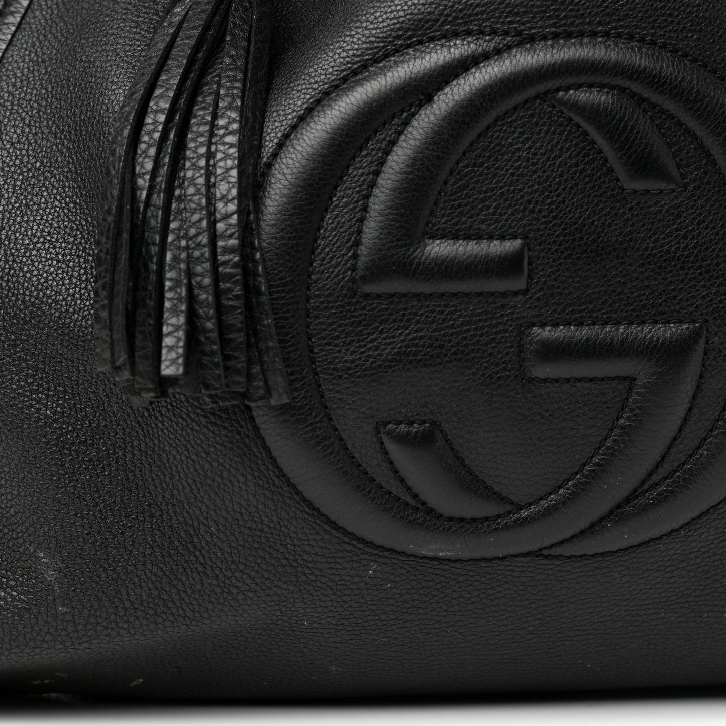 Pebbled Calfskin Large Soho Shoulder Bag Black